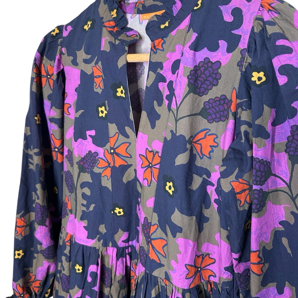 OLIPHANT Suzani Yoke Dress Tiered Floral Tassel Sleeves Size XS - Picture 4 of 15